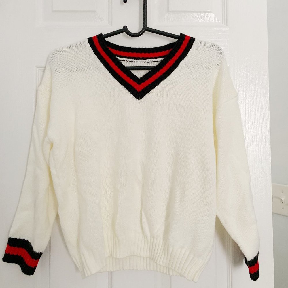 Preppy V-Neck Long Sleeves Knitted Sweater